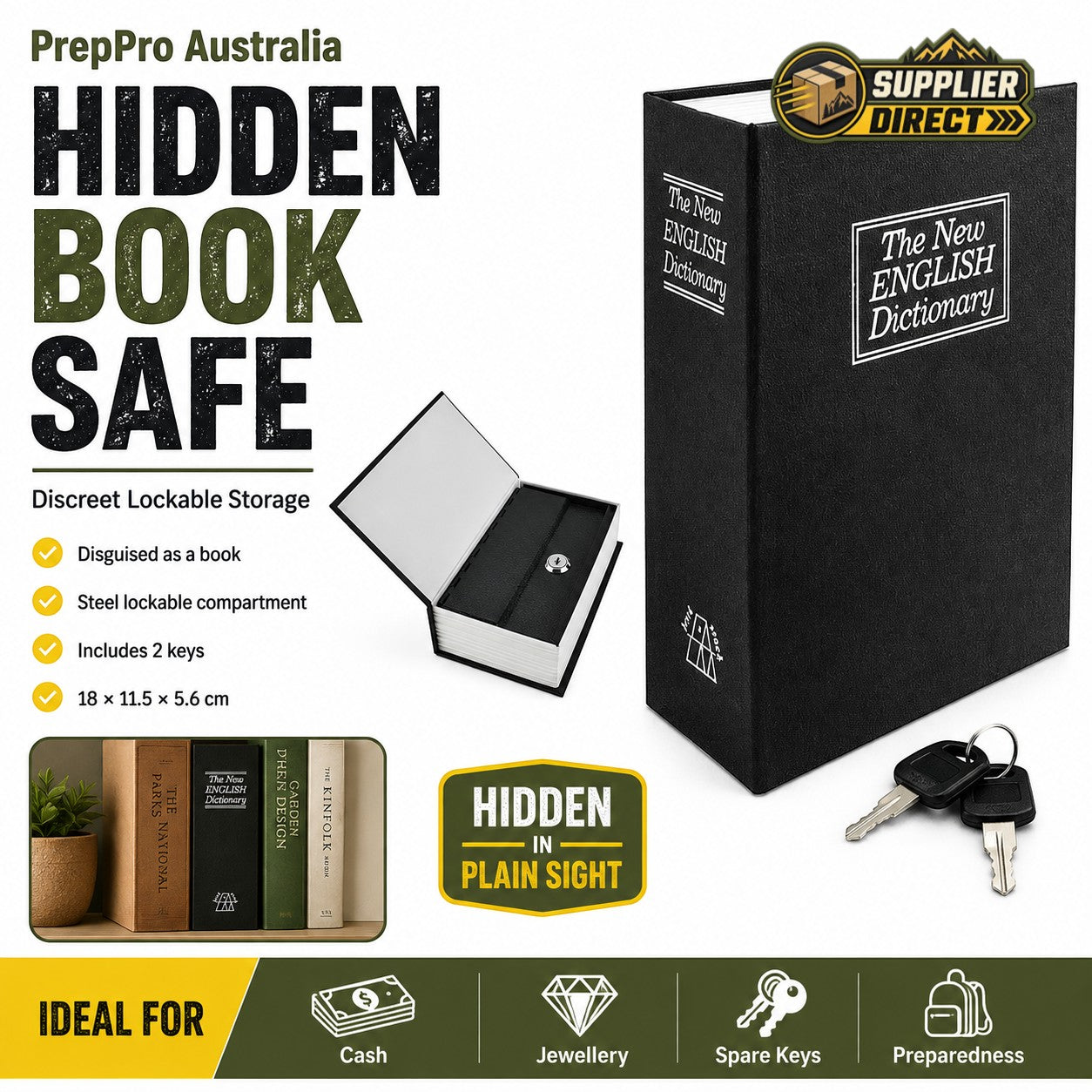 Hidden Book Safe – Discreet Lockable Storage for Cash, Jewellery & Valuables
