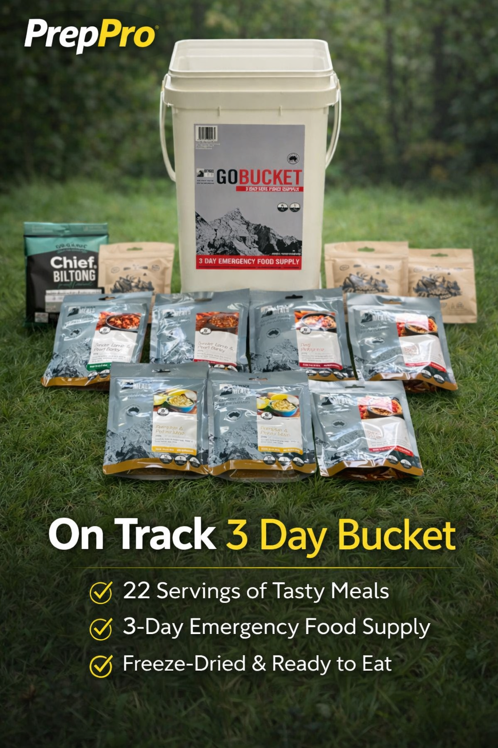 GoBucket 3‑Day Emergency Food Supply Kit – Gourmet Rations