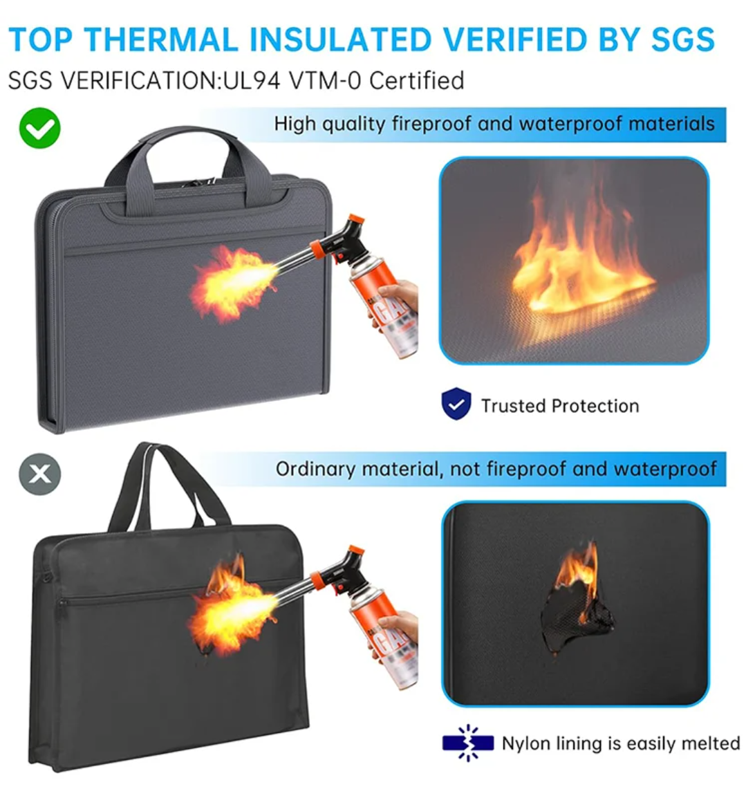 Fireproof & Waterproof Document Organizer – Emergency Document Storage Case with 13-Pocket File Folder