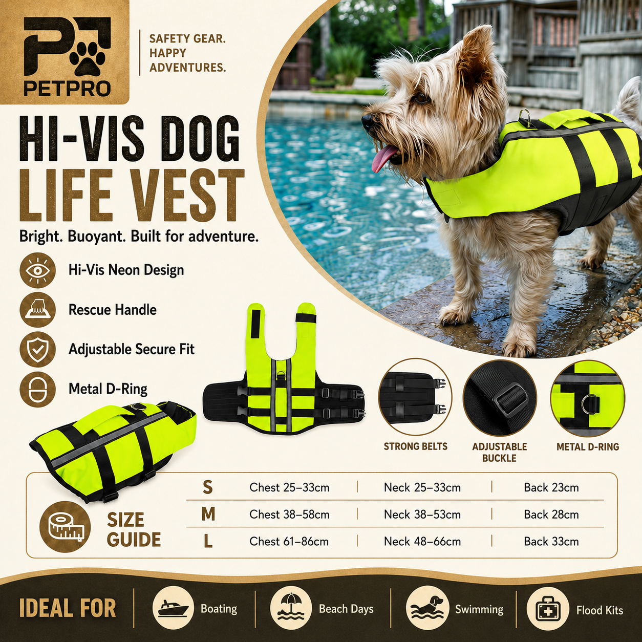PetPro® Hi-Vis Dog Life Vest