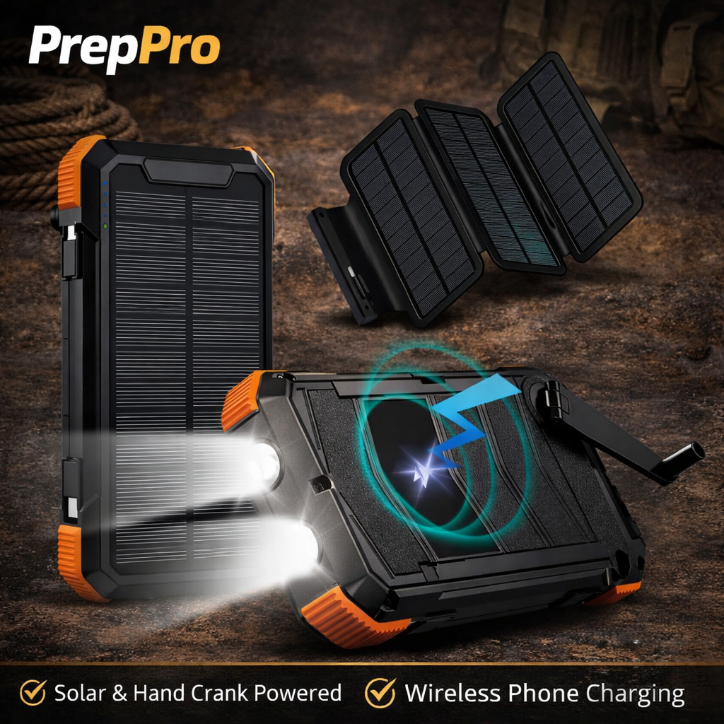 20,000mAh Solar Power Bank – Rugged Off‑Grid Charger | PrepPro