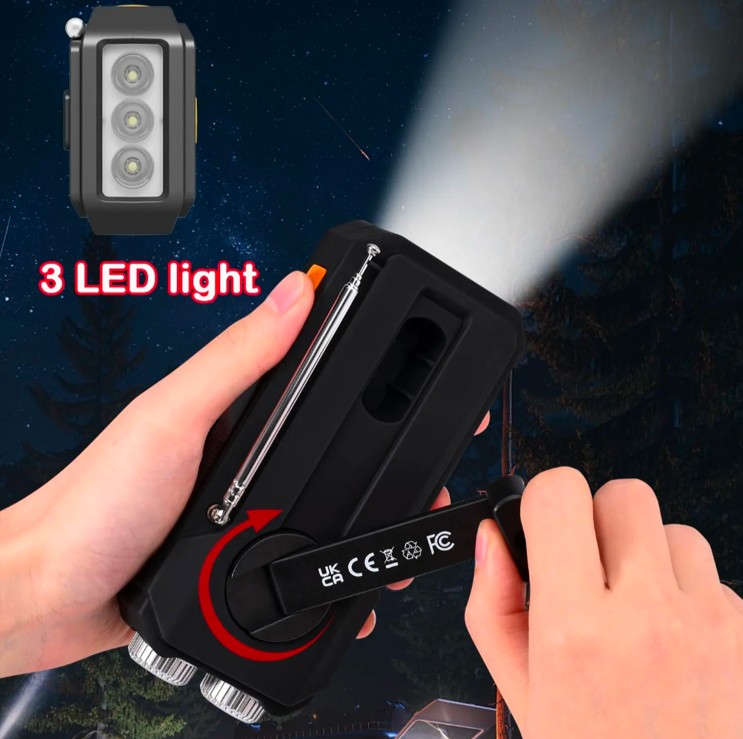 Emergency Weather Radio – Solar Hand Crank AM/FM NOAA Radio with Flashlight & Power Bank