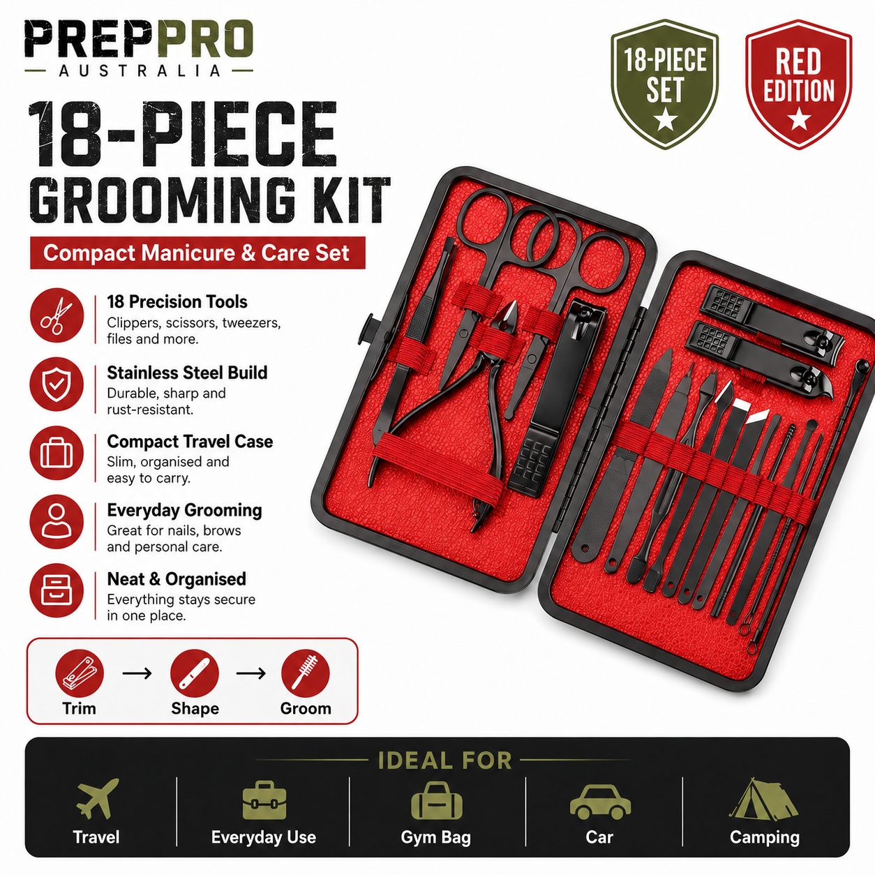 18‑Piece Compact Manicure & Grooming Kit | PrepPro