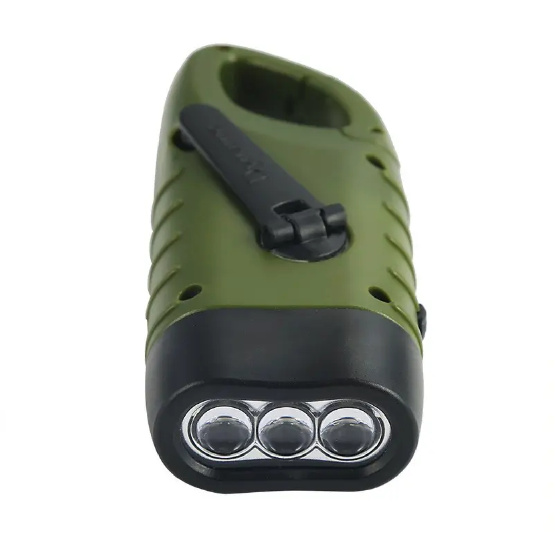 Solar Rechargeable Emergency Torch – Compact Clip-On Camping & Blackout Light