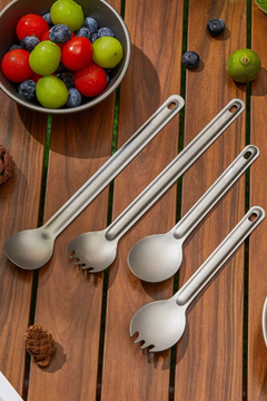 PrepPro Titanium Long-Handled Camping Cutlery Set - PrepPro Australia