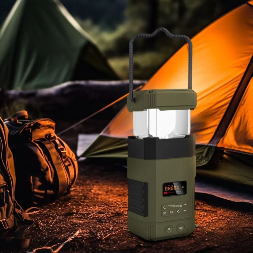 Hand Crank Emergency Radio Lantern – Solar Rechargeable 5000mAh Camping Light & Bluetooth Speaker