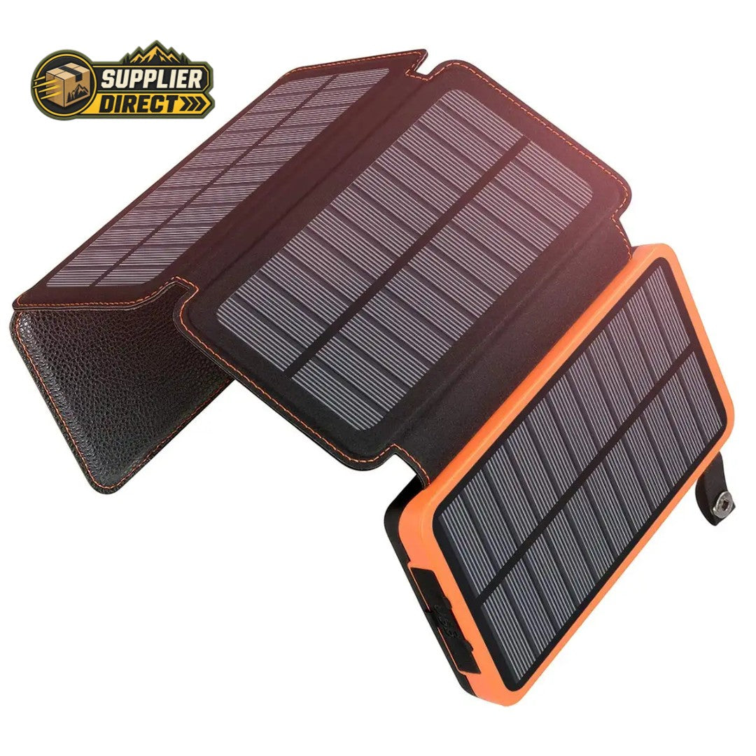 Heavy-duty solar power bank featuring high-capacity battery and integrated panels – perfect for Aussie outdoor adventures and preparedness.