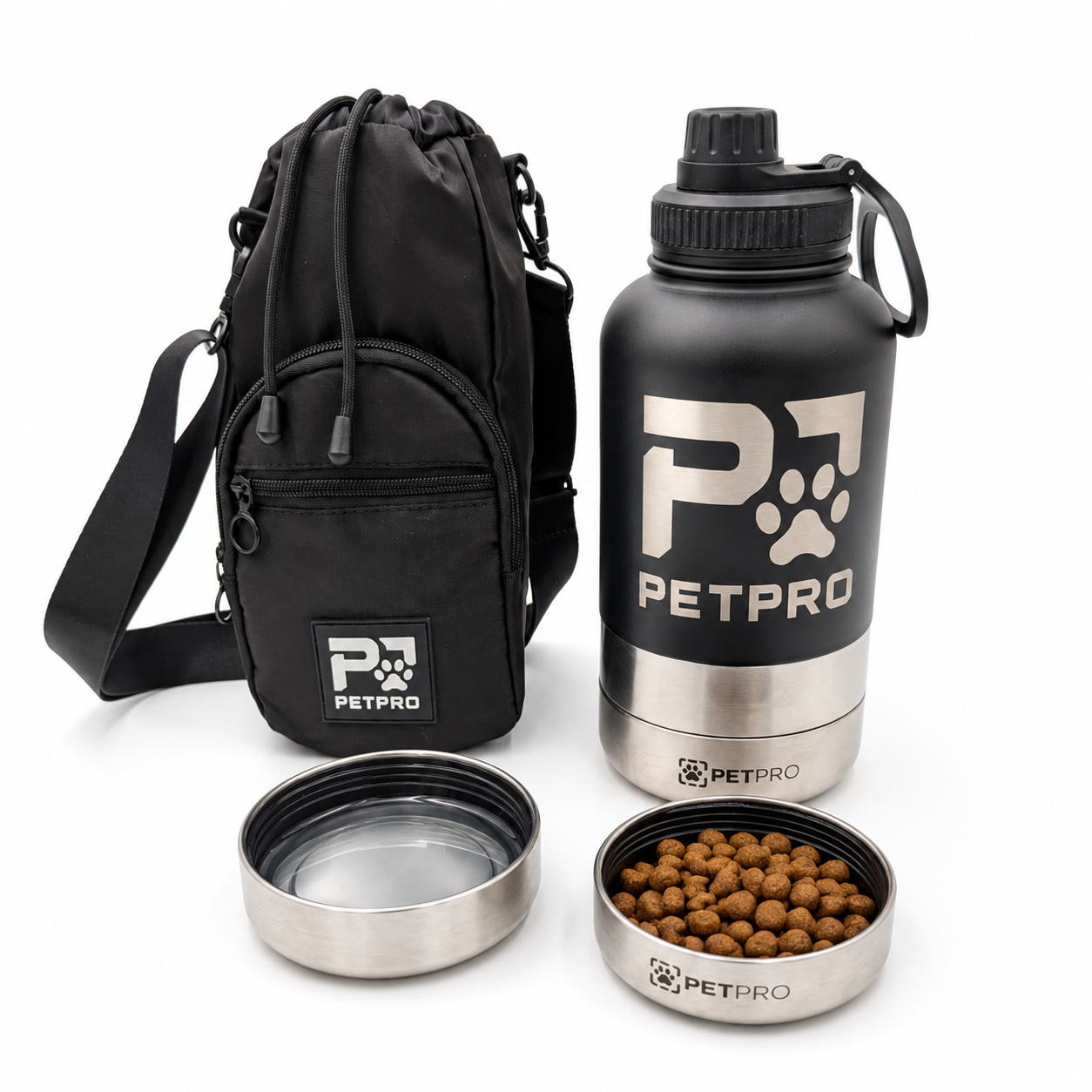 Dual-Purpose Pet Travel Bottle with Magnetic Carry Bag