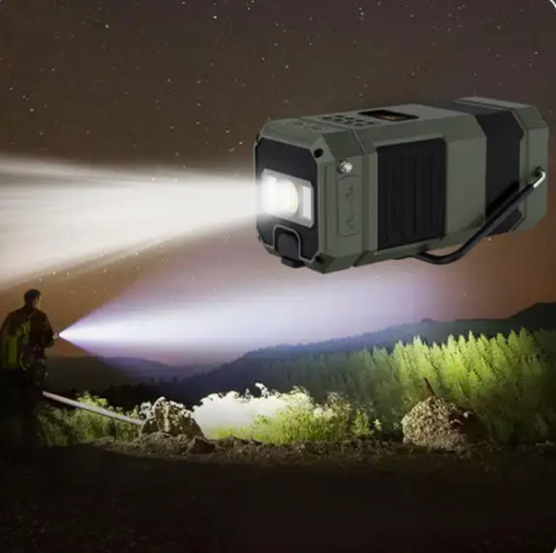 Hand Crank Emergency Radio Lantern – Solar Rechargeable 5000mAh Camping Light & Bluetooth Speaker