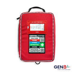 Front of the red Gen 8 SURVIVAL First Aid KIT Large