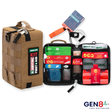 Tan SURVIVAL Snake Bite KIT Gen 8, closed and opened