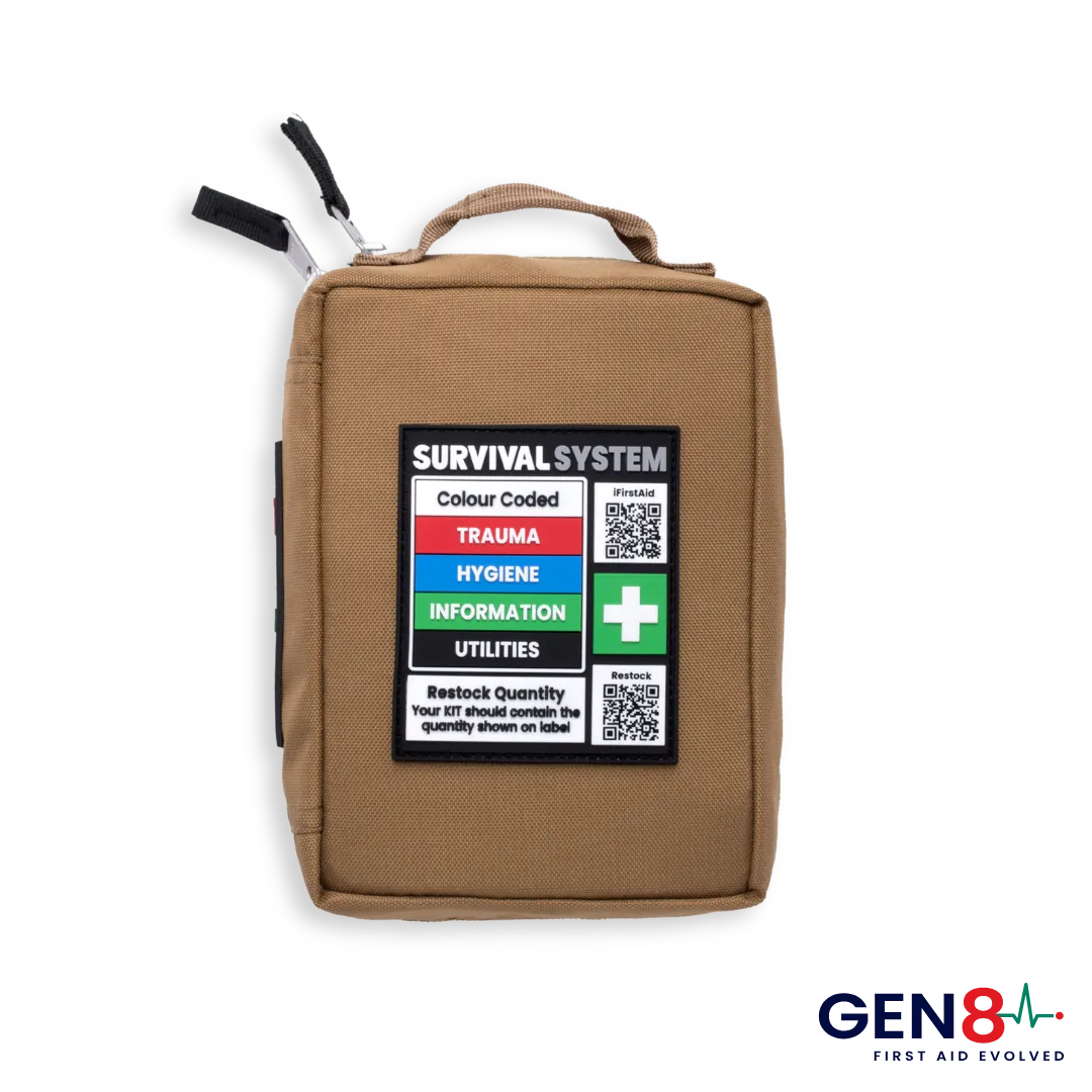 Back of tan Gen 8 SURVIVAL Snake Bite KIT