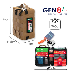 Tan SURVIVAL Snake Bite KIT Gen 8 dimensions and contents